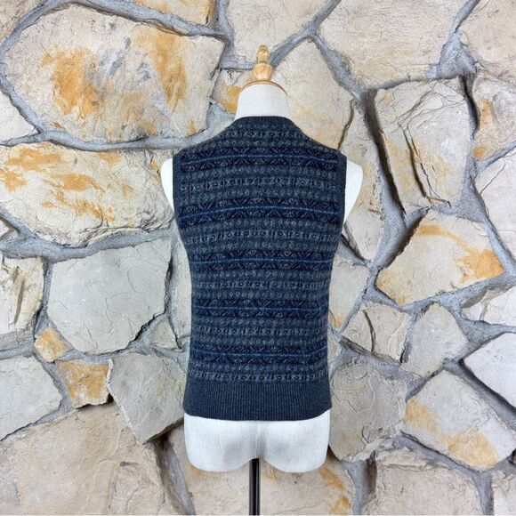 Ralph Lauren Blue Label c. 1990s Wool Fair Isle Sweater Vest Gunmetal Gray | M - Picture 4 of 5